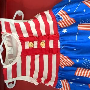 Red, white & blue summer 2 piece girls outfit size 4T, cotton/spandex.